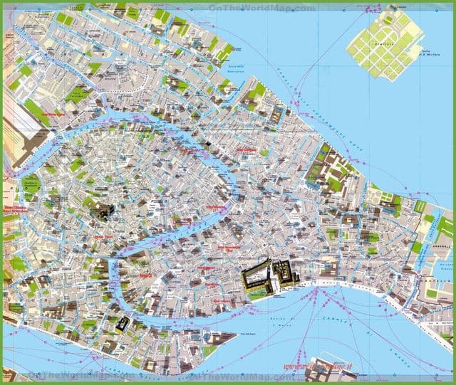 Mapa del centro de la ciudad de Venecia