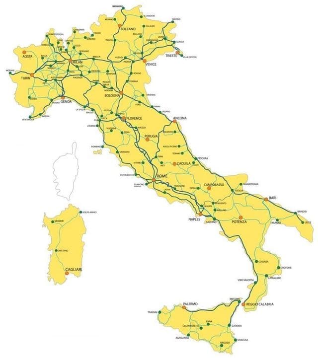 Venecia en el mapa de Italia