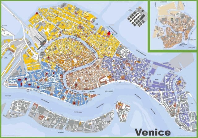 Mapa de la ciudad de Venecia