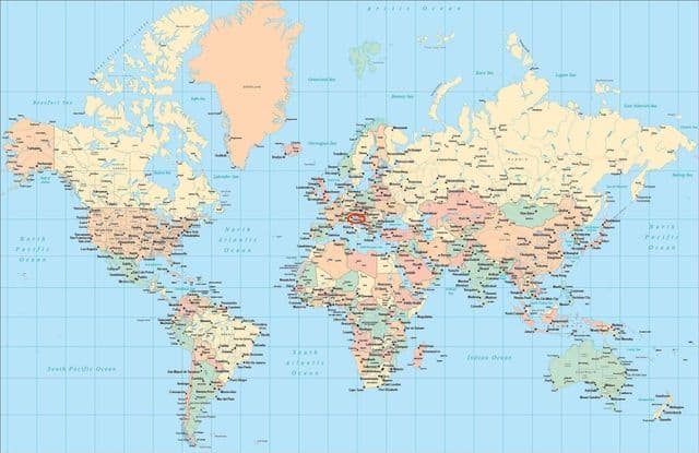 La ubicación de Venecia en el mapa mundial