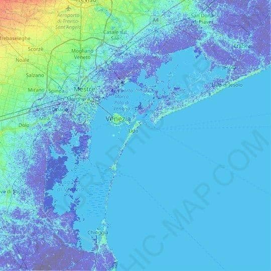 Mapa de elevación de Venecia