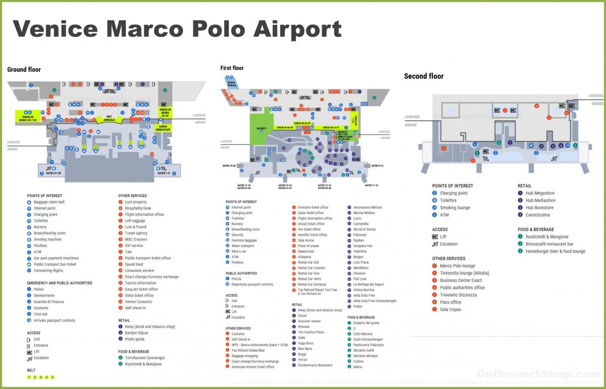 Mapa de la terminal del aeropuerto de Venecia