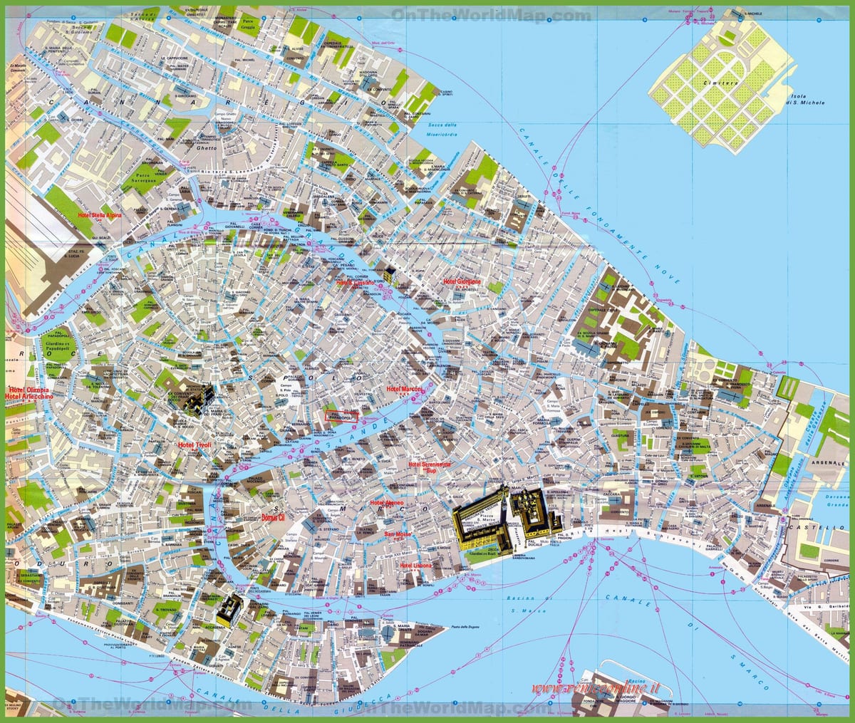 Mapa del centro de la ciudad de Venecia